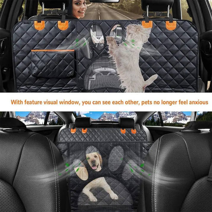 Hunde-Autositzbezug Für Den Rücksitz, 100 % Wasserdichte Hunde-Auto-Hängematte Mit Visuellem Netzfenster Und Seitlichem Reißverschluss, Autositz Und Türschutz