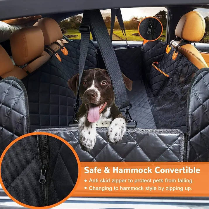 Hunde-Autositzbezug Für Den Rücksitz, 100 % Wasserdichte Hunde-Auto-Hängematte Mit Visuellem Netzfenster Und Seitlichem Reißverschluss, Autositz Und Türschutz