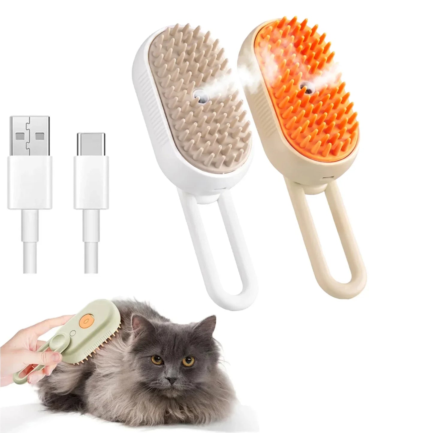 1 ~ 2 Stück Dampf-Haustierbürste 3-In-1-Massage-Hund Dampfbürste Spray Schönheit Tangled and Loose Hair Removal Katzenpflegekamm Hunde